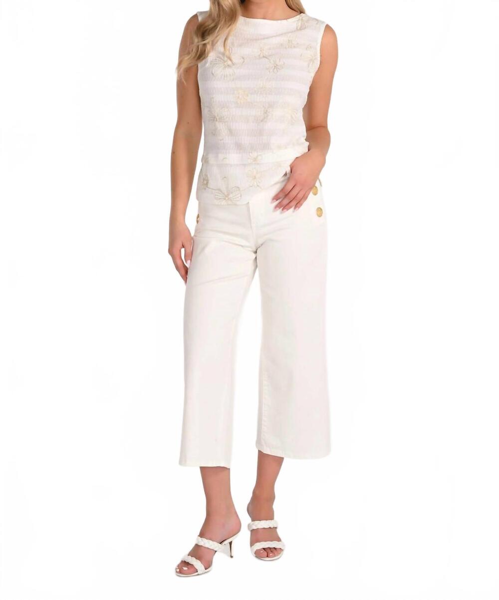 NEW FRANK LYMAN cropped wide-leg pants in off white